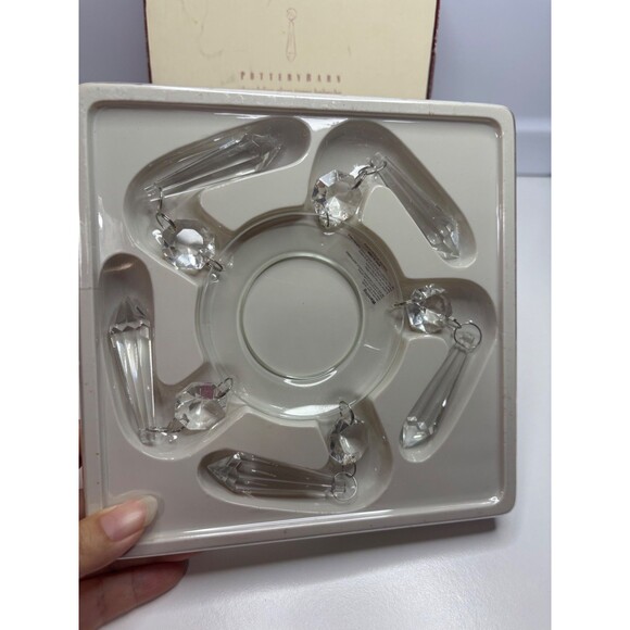 Pottery Barn Glass Chandelier Taper Bobeche Prism Lamp Candle Box of 2 - Picture 3 of 6